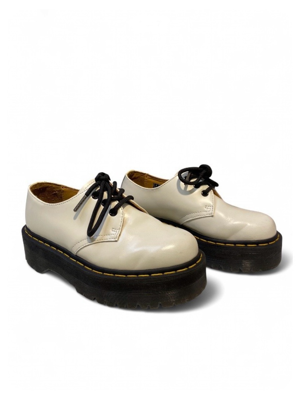 Dr. Martens Cream Platform Oxford Shoes with Black Soles